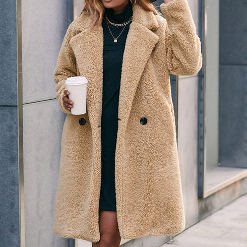 Loose Mid-length Plush Trench Coat - ROUTINE FASHION